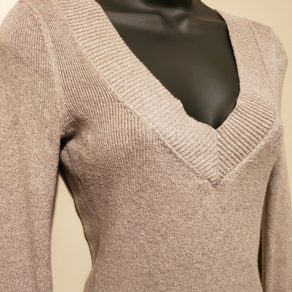 Beige Express Classic V-Neck Sweater - Picture 2 of 4